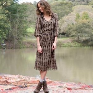 Sundance Brown Patterned Midi Dress